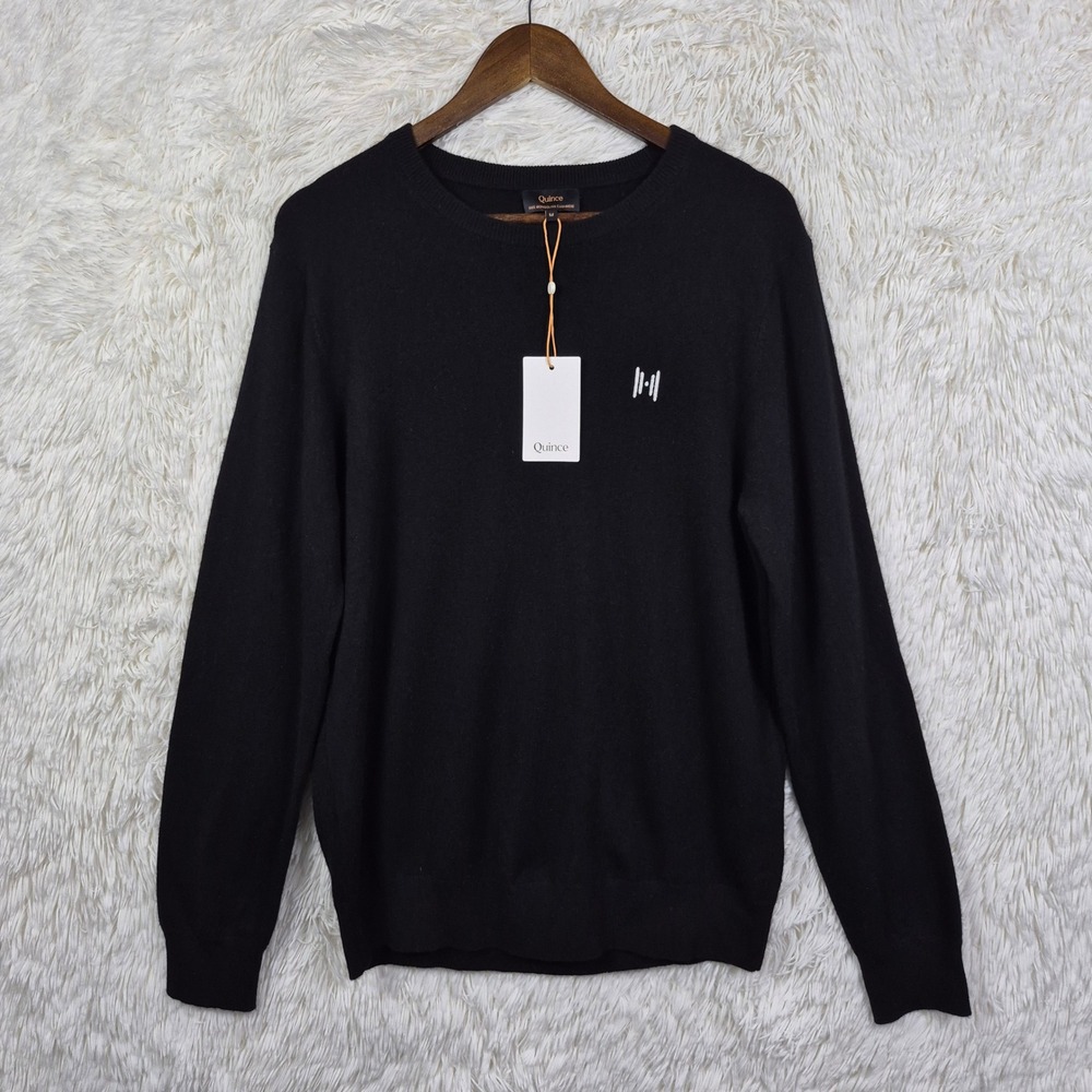 Quince Mongolian Cashmere Crewneck Sweater Black Mens Size Med Quiet Luxury NWT